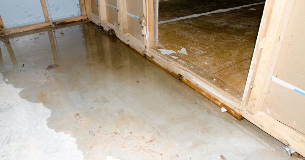 Flooded floors from interior water damage